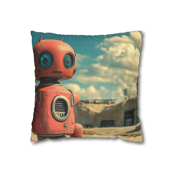 A Retro Robot in a Vintage Sci Fi Scene (Edition III) — Double-Sided Cushion Cover — Front Double-Sided Cushion View