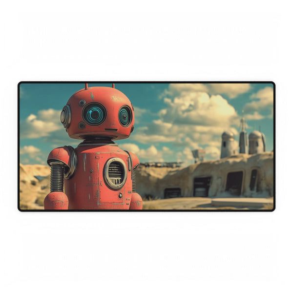 A Retro Robot in a Vintage Sci Fi Scene (Edition III) — XXL Gaming Desk Mat — Full Top-Down Artwork View