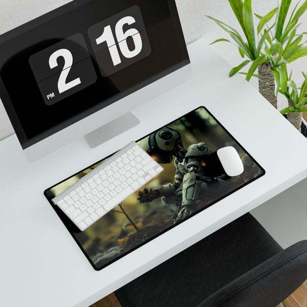 A Robot Child Planting a Real Tree (Edition III) — XXL Gaming Desk Mat — Gaming & Workspace Desk Setup View