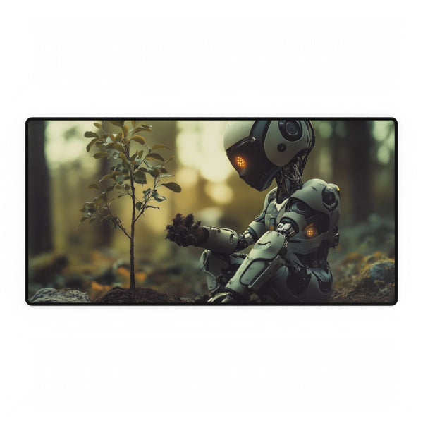 A Robot Child Planting a Real Tree (Edition III) — XXL Gaming Desk Mat — Full Top-Down Artwork View
