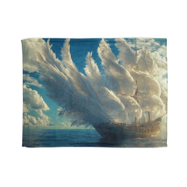A Ship Made of Feathers on the Ocean (Edition II) — Plush Fleece Throw Blanket — Full Spread Plush Fleece Artwork View