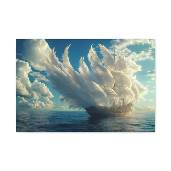 A Ship Made of Feathers on the Ocean (Edition II) — 24×16 Canvas Wall Art — Front Gallery-Wrapped Canvas View