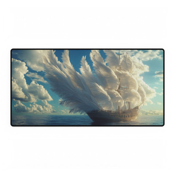 A Ship Made of Feathers on the Ocean (Edition II) — XXL Gaming Desk Mat — Full Top-Down Artwork View