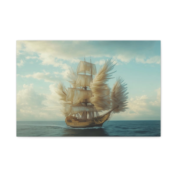A Ship Made of Feathers on the Ocean (Edition III) — 24×16 Canvas Wall Art — Front Gallery-Wrapped Canvas View