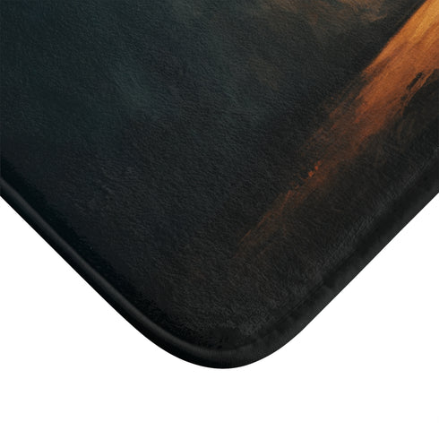 Glowing Edison Lightbulb in Dark Room — 61×43 Memory Foam Bath Mat — Cushioned Memory Foam & Microfibre Close-Up