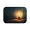 Glowing Edison Lightbulb in Dark Room (Edition III) — 61×43 Memory Foam Bath Mat — Top-Down Velvet Microfibre Artwork View