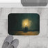 Glowing Edison Lightbulb in Dark Room (Edition V) — 61×43 Memory Foam Bath Mat — Modern Bathroom Floor Lifestyle View