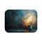 Glowing Edison Lightbulb in Dark Room (Edition VIII) — 61×43 Memory Foam Bath Mat — Top-Down Velvet Microfibre Artwork View