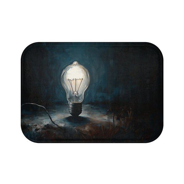 A Single Lightbulb Illuminating a Dark Room Symboli — Memory Foam Bath Mat — Top-Down Memory Foam Bath Mat View