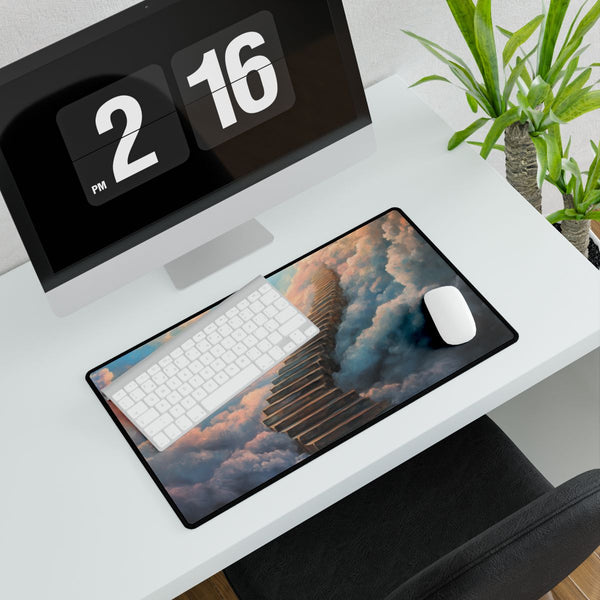 A Staircase Leading to the Clouds Representing Ambi (Edition II) — XXL Gaming Desk Mat — Gaming & Workspace Desk Setup View