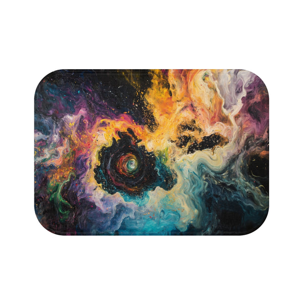 A Swirling Vortex of Colors Representing the Chaos (Edition II) — Memory Foam Bath Mat — Top-Down Memory Foam Bath Mat View