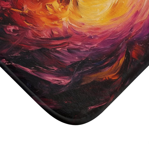 Dynamic Swirling Prismatic Color Vortex — 61×43 Memory Foam Bath Mat — Cushioned Memory Foam & Microfibre Close-Up