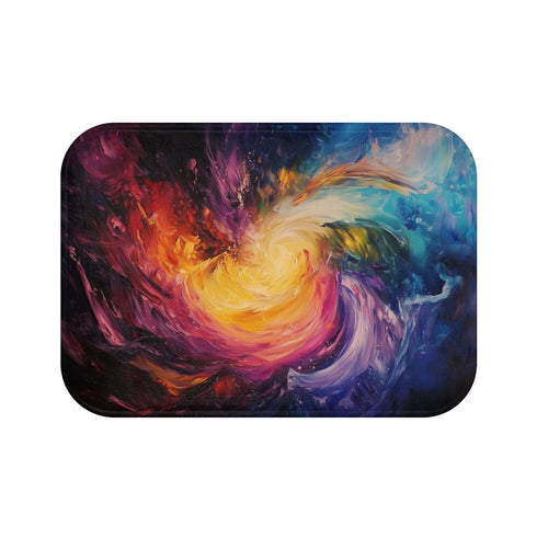 Dynamic Swirling Prismatic Color Vortex (Edition III) — 61×43 Memory Foam Bath Mat — Top-Down Velvet Microfibre Artwork View