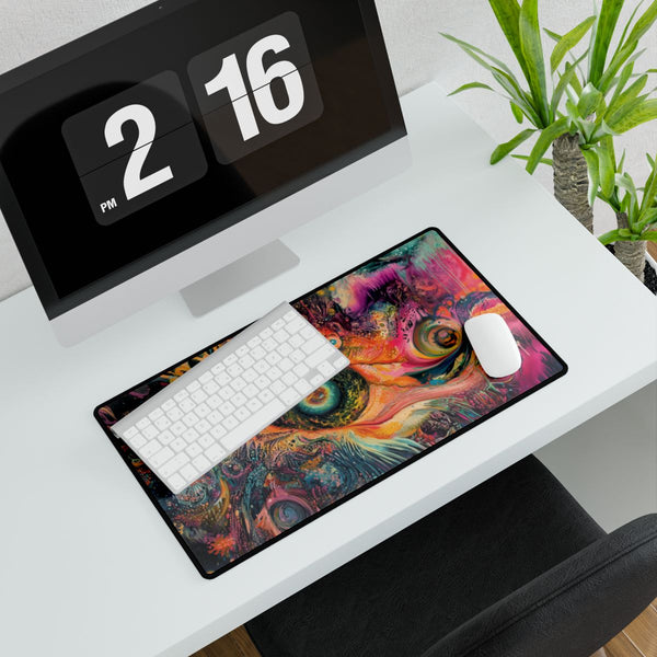 A Swirling Vortex of Colors Representing the Chaos (Edition VI) — XXL Gaming Desk Mat — Gaming & Workspace Desk Setup View