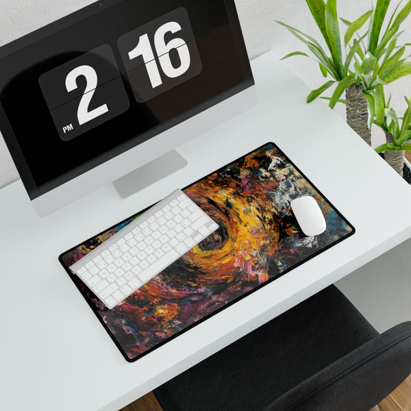 A Swirling Vortex of Colors Representing the Chaos — XXL Gaming Desk Mat — Gaming & Workspace Desk Setup View