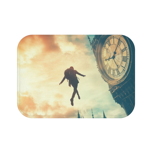 A Traveler Floating Above Time (Edition II) — Memory Foam Bath Mat — Top-Down Memory Foam Bath Mat View