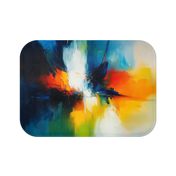 A Vibrant Abstract Painting Bursting with Color And — 61×43 Memory Foam Bath Mat — Top-Down Velvet Microfibre Artwork View