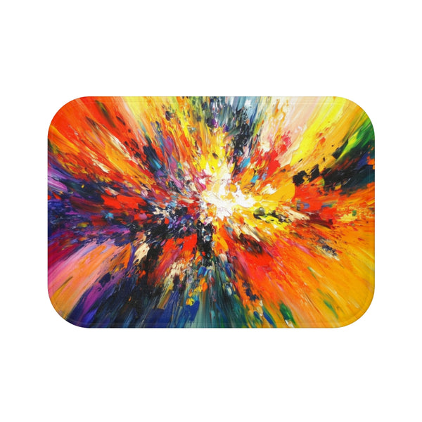 A Vibrant Abstract Painting Bursting with Color And — 61×43 Memory Foam Bath Mat — Top-Down Velvet Microfibre Artwork View