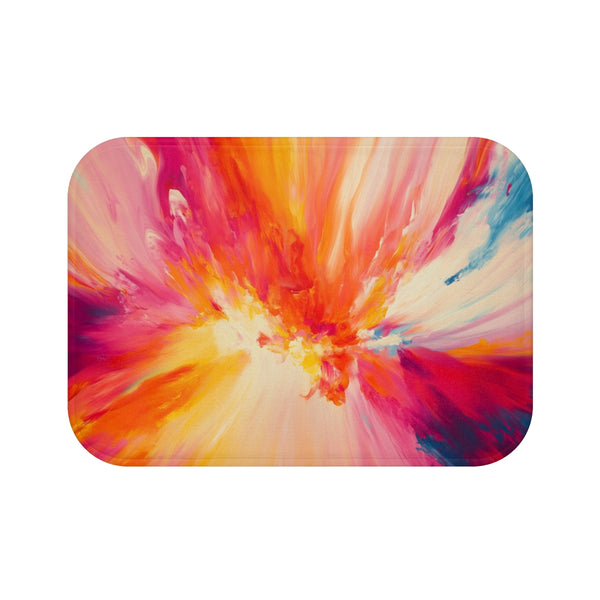 A Vibrant Abstract Painting Bursting with Color And — 61×43 Memory Foam Bath Mat — Top-Down Velvet Microfibre Artwork View