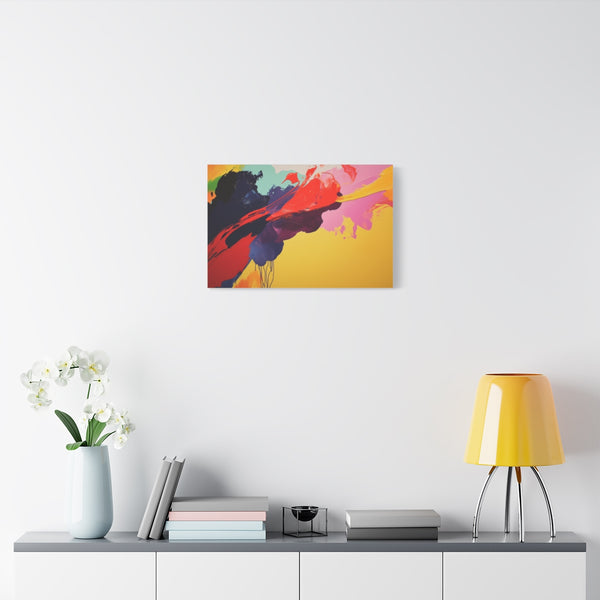 A Vibrant Abstract Painting Bursting with Color and (Edition X) — Stretched Canvas Wall Art — Living Room Wall Lifestyle View