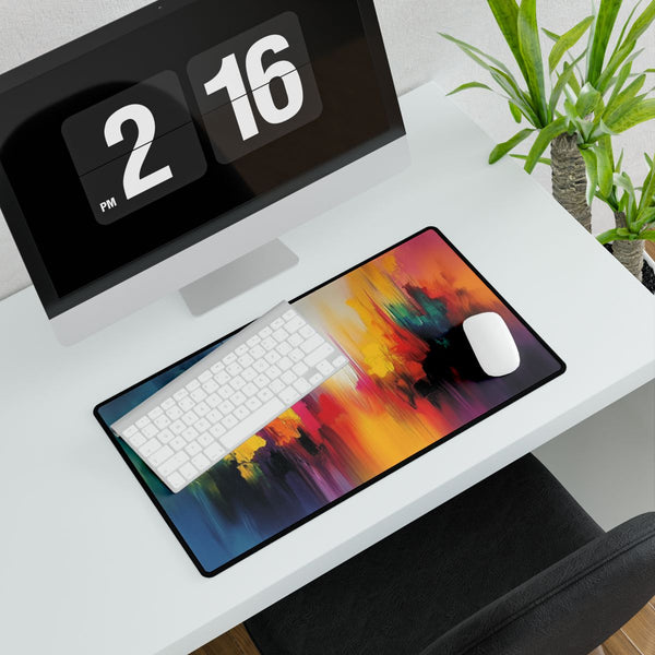 A Vibrant Abstract Painting Bursting with Color and (Edition XIII) — XXL Gaming Desk Mat — Gaming & Workspace Desk Setup View