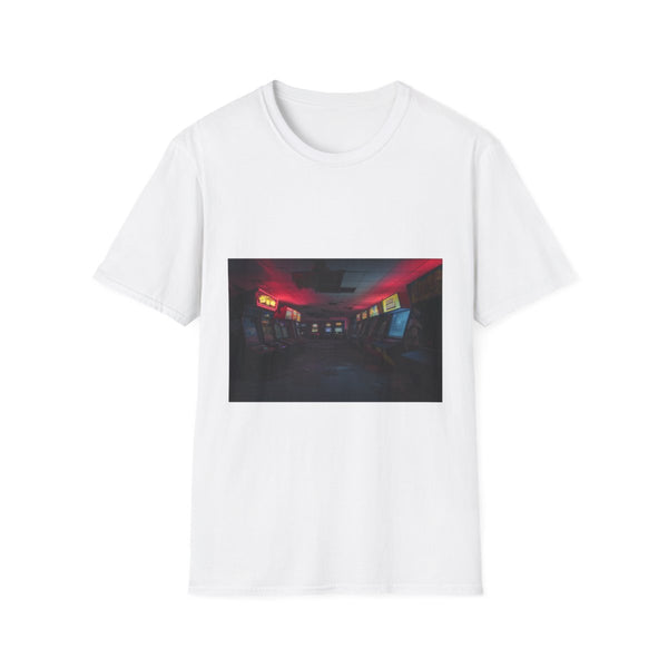 Abandoned Arcade Glowing in the Dark Graphic Unisex Softstyle T-Shirt - Front View
