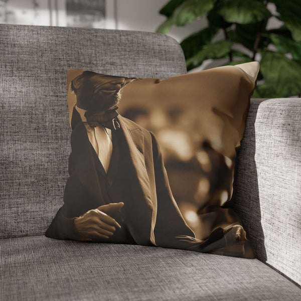 Abraham Lincoln Gettysburg Address Portrait — Double-Sided Cushion Cover — Sofa & Armchair Living Room Lifestyle View