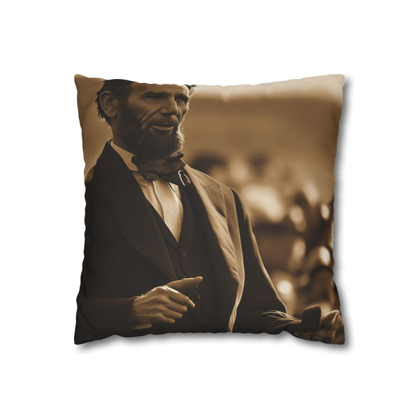 Abraham Lincoln Gettysburg Address Portrait — Double-Sided Cushion Cover — Front Double-Sided Cushion View