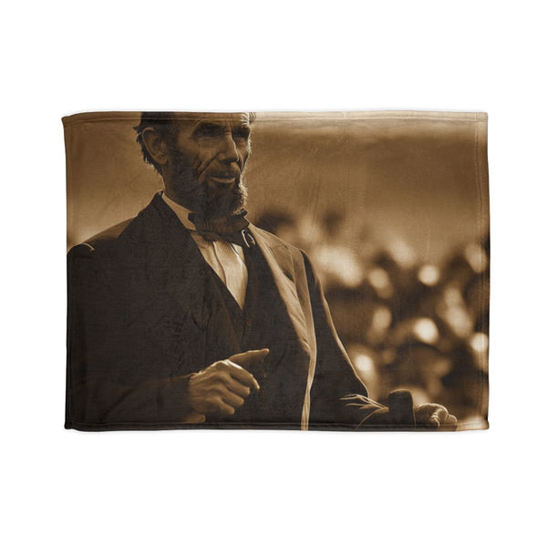 Abraham Lincoln Gettysburg Address Portrait — Plush Fleece Throw Blanket — Full Spread Plush Fleece Artwork View