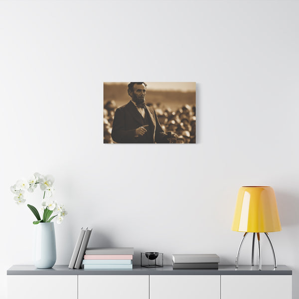 Abraham Lincoln Gettysburg Address Portrait — Stretched Canvas Wall Art — Living Room Wall Lifestyle View