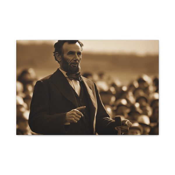 Abraham Lincoln Gettysburg Address Portrait — Stretched Canvas Wall Art — Front Gallery-Wrapped Canvas View