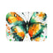 Abstract Butterfly Watercolor Style with Scatter Luxury Memory Foam Bath Mat - Top View