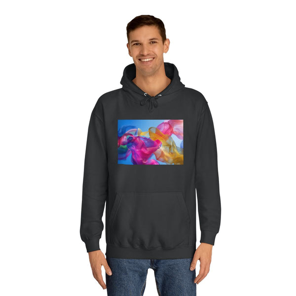 Abstract Fluid Shapes in Vivid Colors — Heavyweight Graphic Hoodie — Model Streetwear Fit View