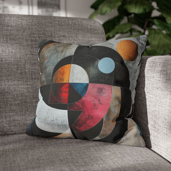 Abstract Geometric Shapes — Faux Suede Cushion Cover — Sofa & Living Room Lifestyle View