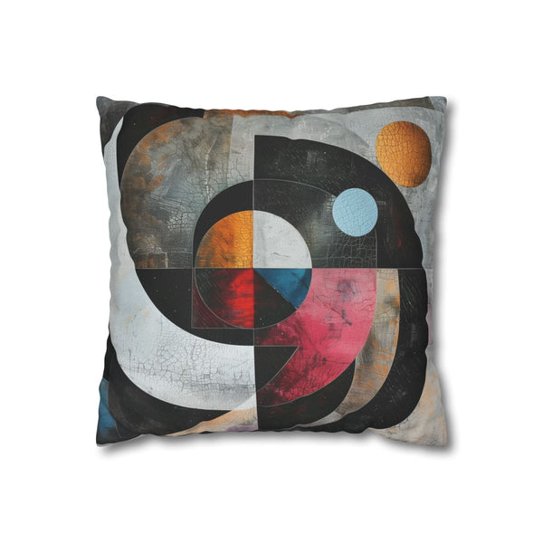 Abstract Geometric Shapes — Faux Suede Cushion Cover — Front 40×40 cm Square Cushion View