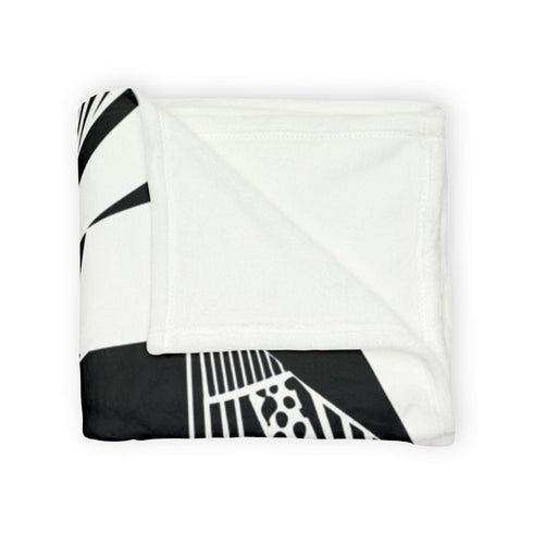Modern Minimalist Geometric Abstract — Plush Fleece Throw Blanket — 300 GSM Plush Coral Fleece Texture Close-Up