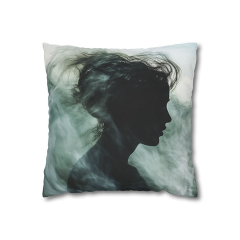 Abstract Waves Forming Human Silhouette — 40×40 Cushion Cover — Front 40×40 cm Square Cushion View