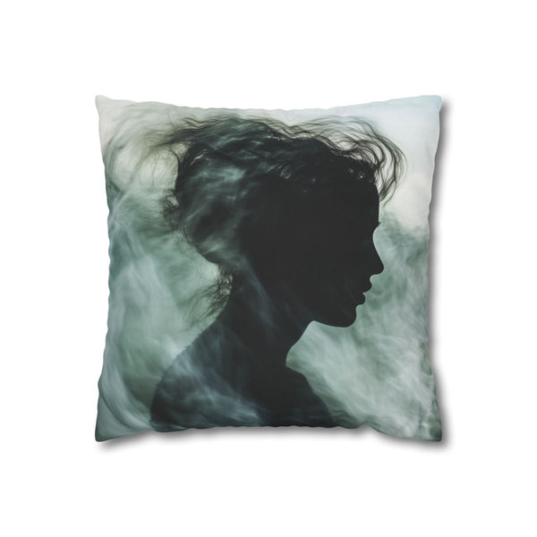 Abstract Waves Forming Human Silhouette — 40×40 Cushion Cover — Front 40×40 cm Square Cushion View