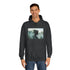 Abstract Waves Forming Human Silhouette Graphic Unisex College Hoodie - Lifestyle Model View