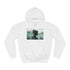 Abstract Waves Forming Human Silhouette Graphic Unisex College Hoodie - Arctic White Front