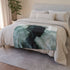 Abstract Waves Forming Human Silhouette — 50×60 Plush Throw Blanket — Draped Over Sofa & Bed Lifestyle View