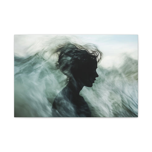 Abstract Waves Forming Human Silhouette — 24×16 Canvas Wall Art — Front Gallery-Wrapped Canvas View