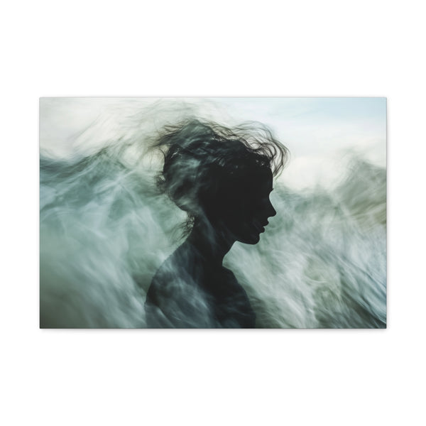 Abstract Waves Forming Human Silhouette — 24×16 Canvas Wall Art — Front Gallery-Wrapped Canvas View