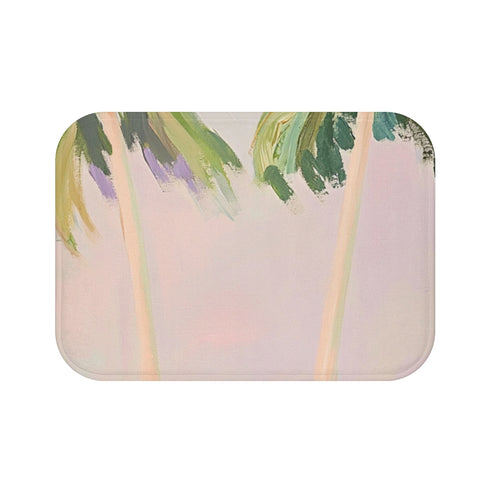 Acrylic Painting of Two Palm Trees Luxury Memory Foam Bath Mat - Top View