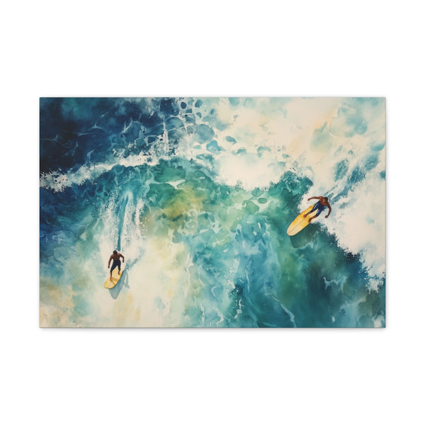 Aerial Surfers Watercolor — Stretched Canvas Wall Art — Front Gallery-Wrapped Canvas View