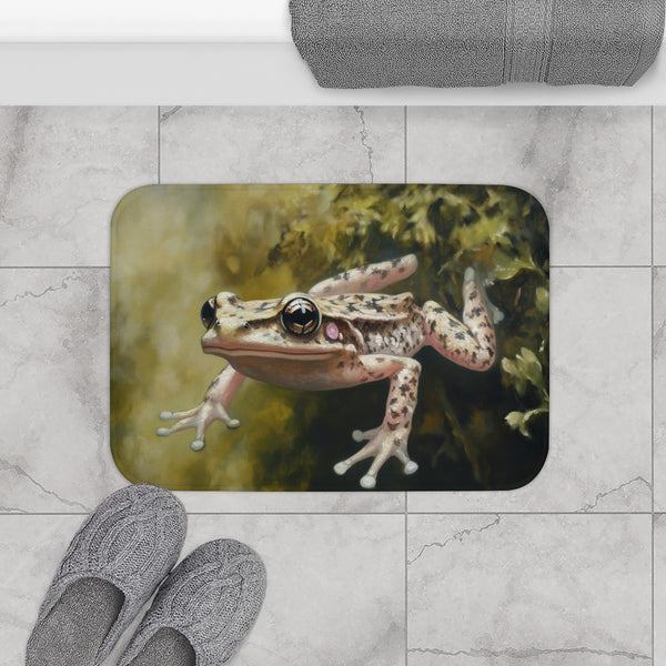 Cute African Dwarf Frog Watercolor (Edition VI) — 61×43 Memory Foam Bath Mat — Modern Bathroom Floor Lifestyle View