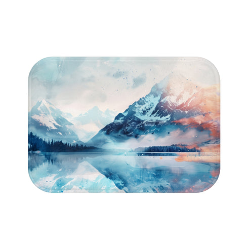 Alaska Mountain Lake Wilderness — Non-Slip Bath Mat — Top-Down Velvet Microfibre Artwork View