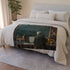 Albert Einstein at Physics Chalkboard — Plush Fleece Throw Blanket — Drape over Sofa & Bed Lifestyle View