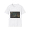 Albert Einstein at Physics Chalkboard — Graphic Cotton T-Shirt — Front Graphic Print View