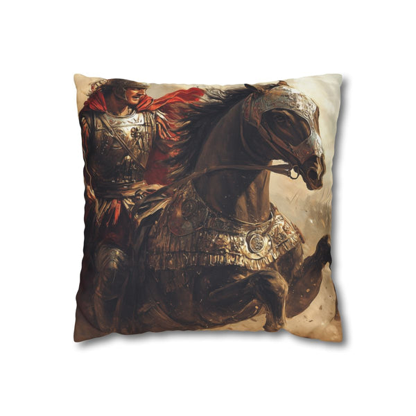 Alexander the Great in Golden Battle Armor — Double-Sided Cushion Cover — Front Double-Sided Cushion View